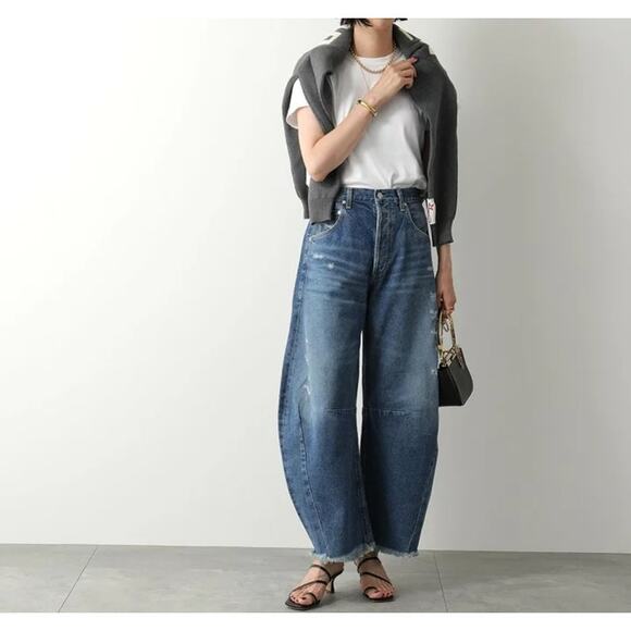 Citizens of Humanity Horseshoe Barrel Jeans Blue Cropped Wide Leg Denim 27 - Picture 1 of 12